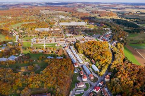 Luftbildaufnahme vom ehemaligen Truppenübungsplatz im Gutsbezirk Münsingen 